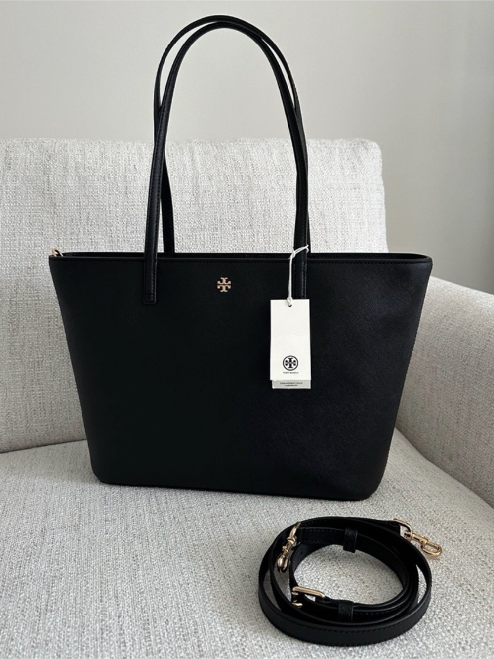 Tory Burch Black Saffiano Leather Tote